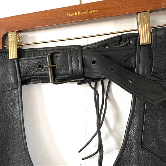 Motorcycle Jacket Chaps Black Leather Flame Snake - Picture 12 of 16